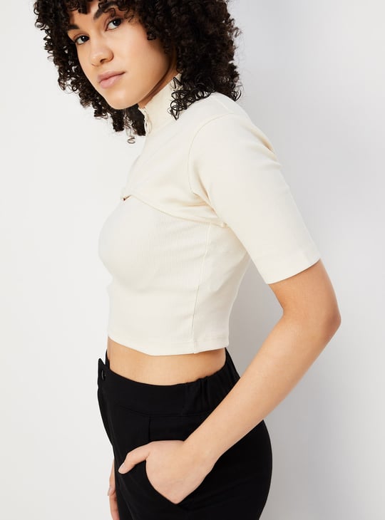 Women Ribbed Layered Crop Top | Textured