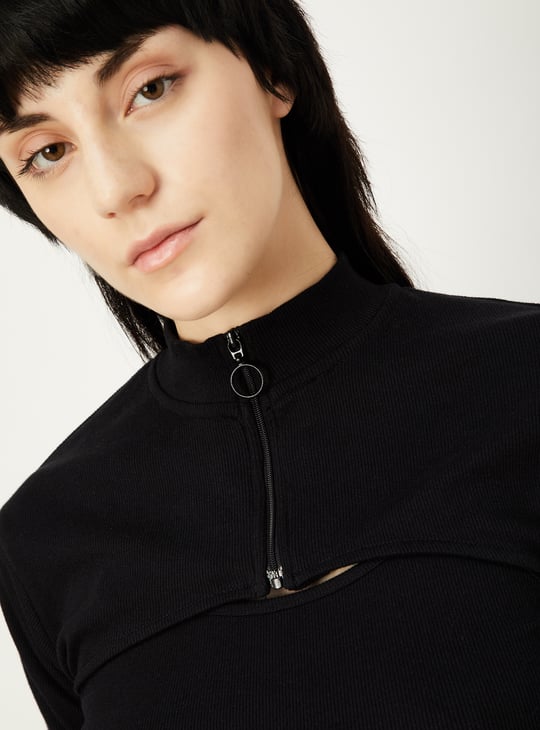 Women Ribbed Layered Crop Top