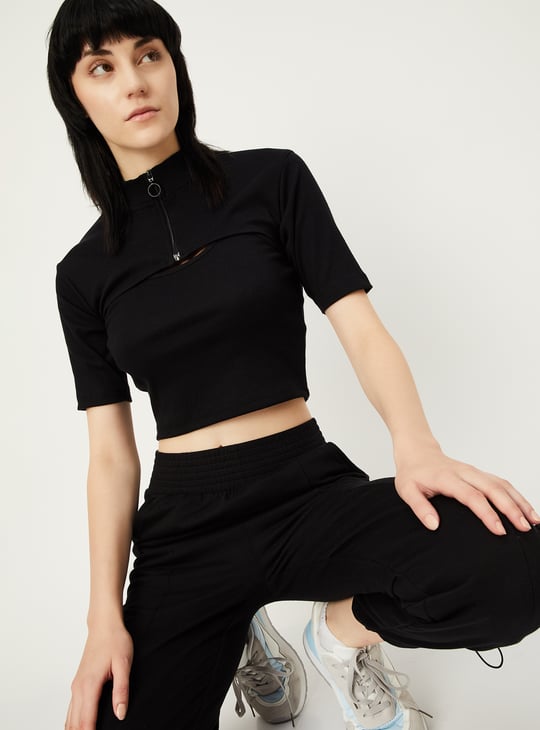 Women Ribbed Layered Crop Top