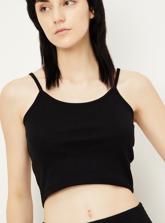 Women Ribbed Layered Crop Top