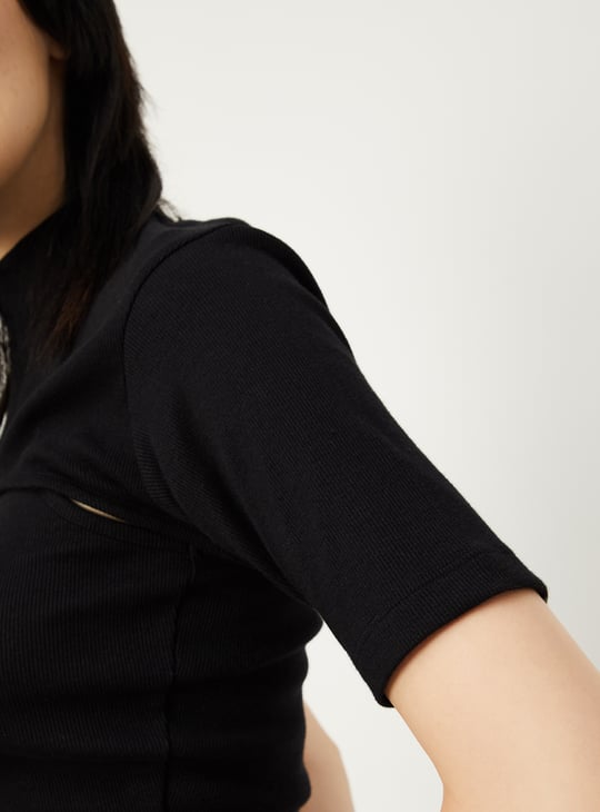 Women Ribbed Layered Crop Top