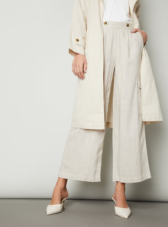 Women Solid Wide Leg Trousers