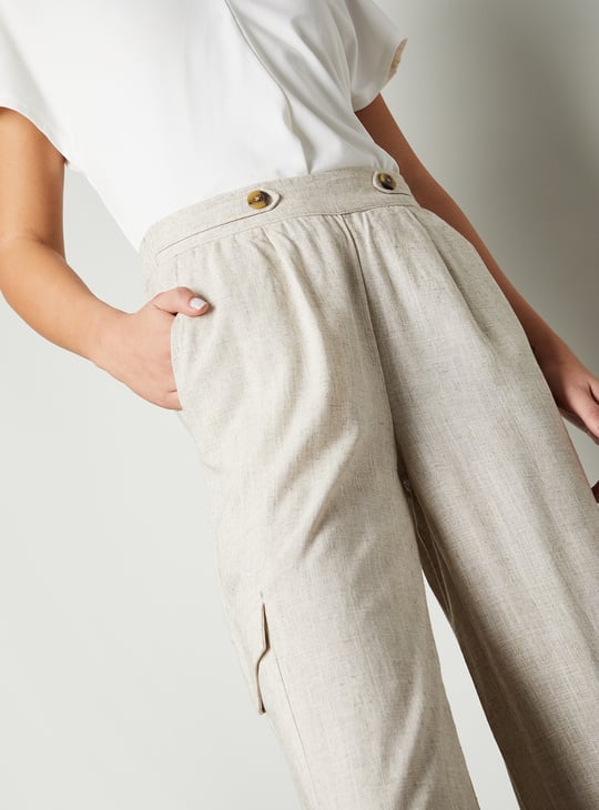 Women Solid Wide Leg Trousers