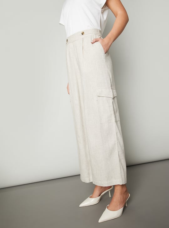 Women Solid Wide Leg Trousers