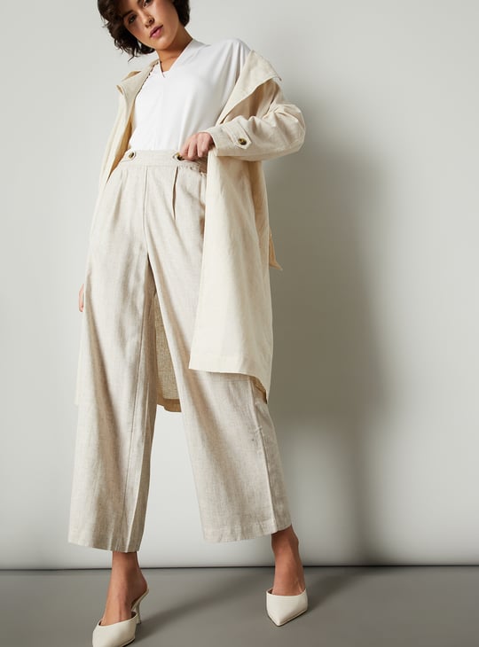 Women Solid Wide Leg Trousers