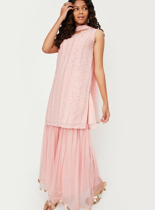 Girls Embroidered Sharara Set