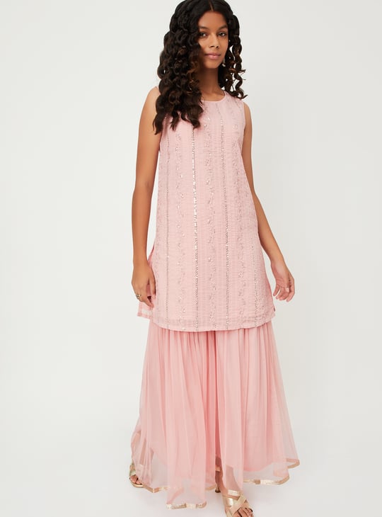 Girls Embroidered Sharara Set