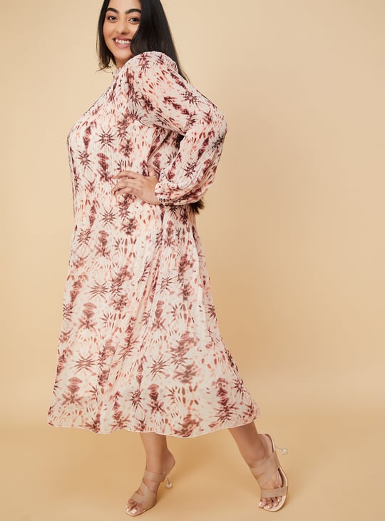 Women Printed Accordion Pleated A-Line Dress