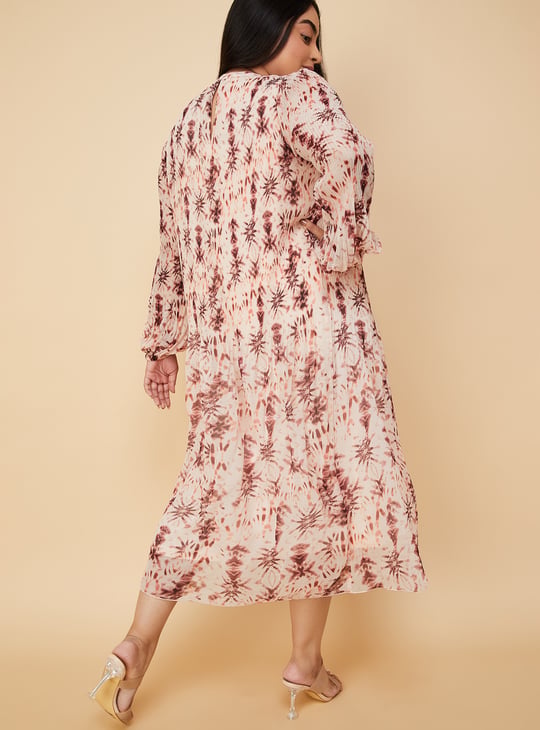 Women Printed Accordion Pleated A-Line Dress
