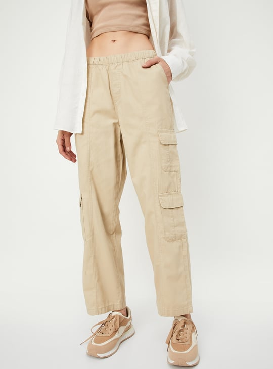 パンツ WIRROW linen cargo pants beige Beige High Rise Straight Fit Pants