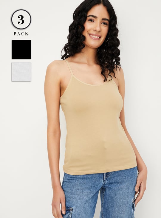 Women Solid Camisole - Pack of 3