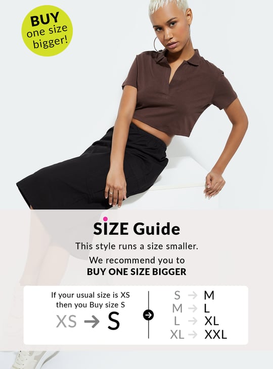 URB_N Women Solid Cropped Polo T-shirt
