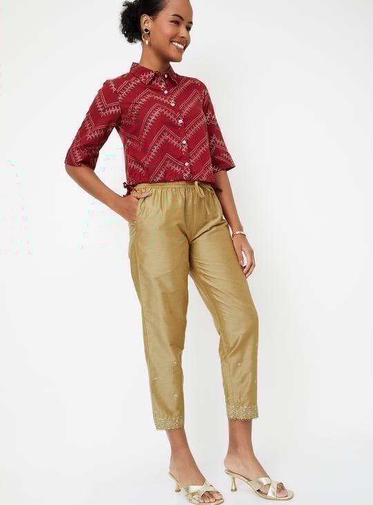 Women Embroidered Straight Pants