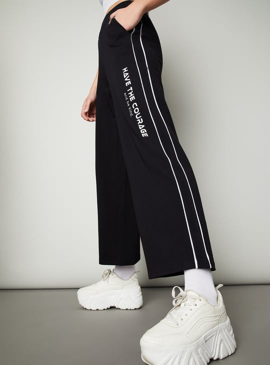 Women Side Striped Wide Leg Trousers