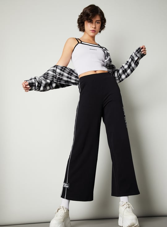 Women Side Striped Wide Leg Trousers