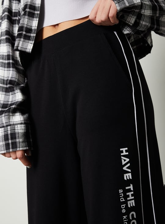 Women Side Striped Wide Leg Trousers