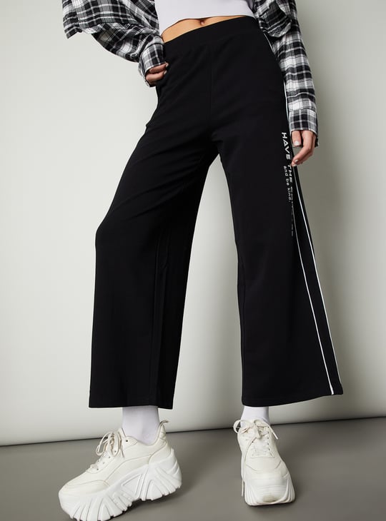 Women Side Striped Wide Leg Trousers