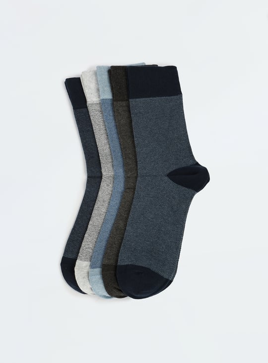 Men Colourblocked Crew Length Socks - Pack of 5
