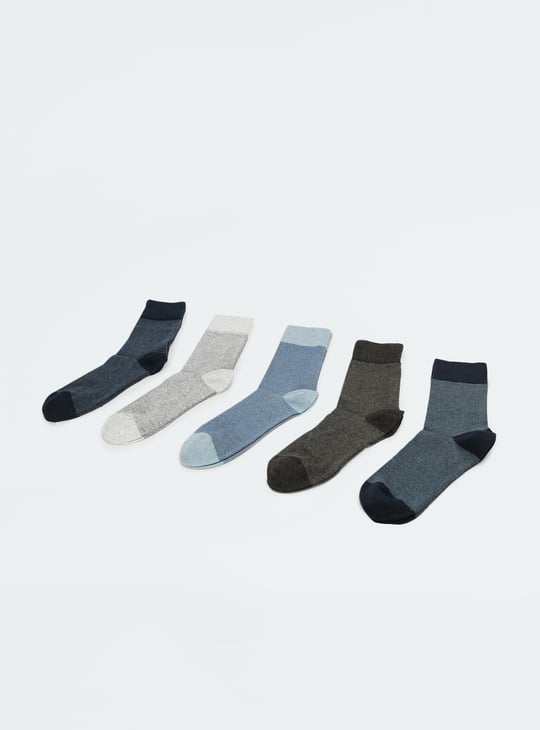 Men Colourblocked Crew Length Socks - Pack of 5