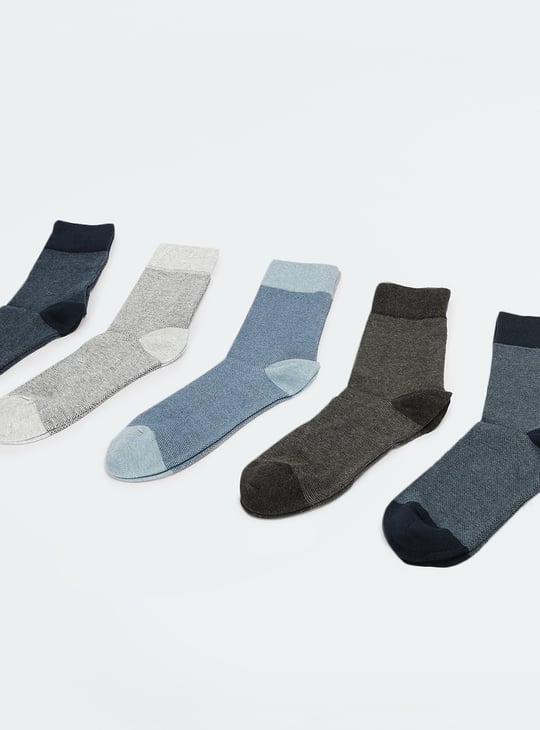 Men Colourblocked Crew Length Socks - Pack of 5