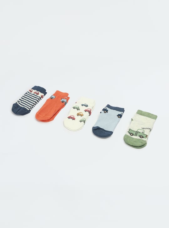 Boys Printed Ankle Length Socks - Pack of 5