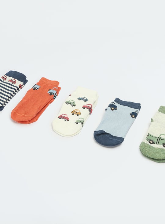 Boys Printed Ankle Length Socks - Pack of 5