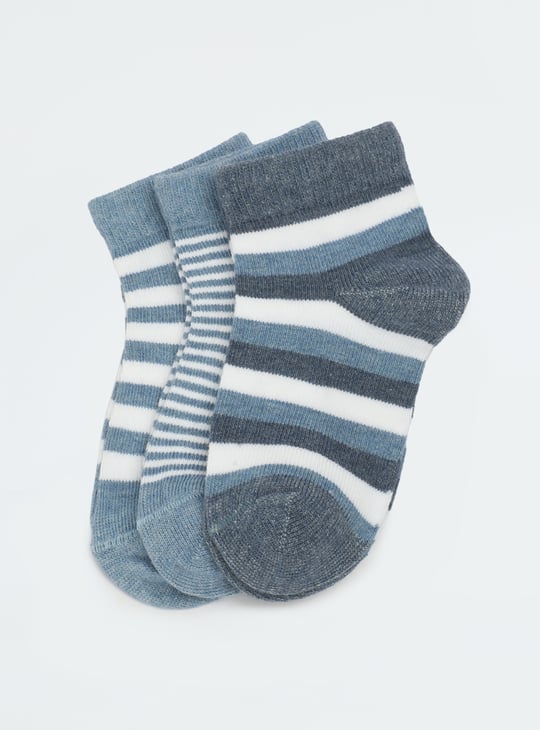 Boys Striped Ankle Length Socks - Pack of 3