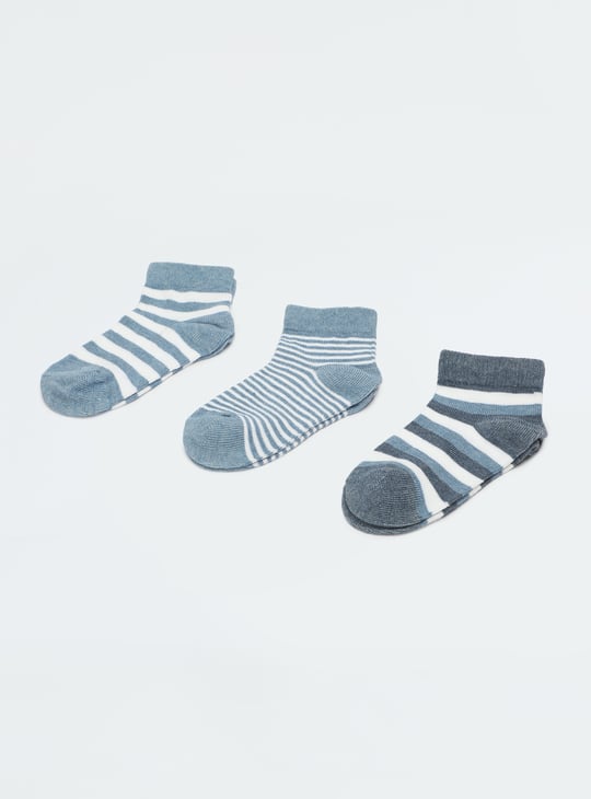 Boys Striped Ankle Length Socks - Pack of 3