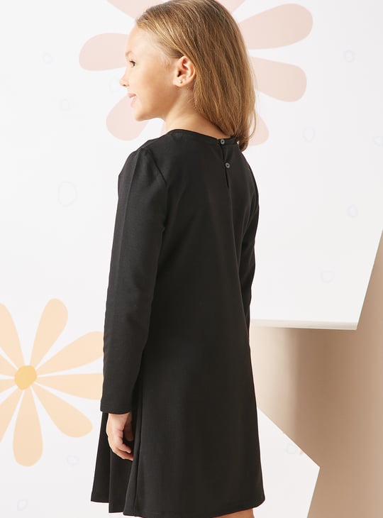 Girls Solid Pleated Dress