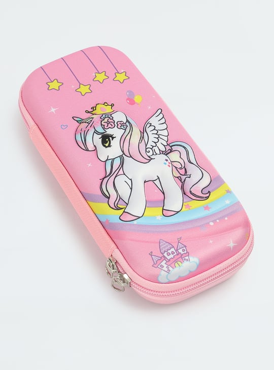 Kids Unicorn Print Zip-Around Pencil Box Multicolour EVA
