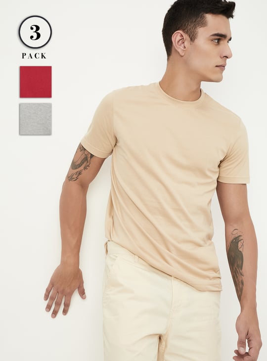 Men Solid T-shirt - Pack of 3