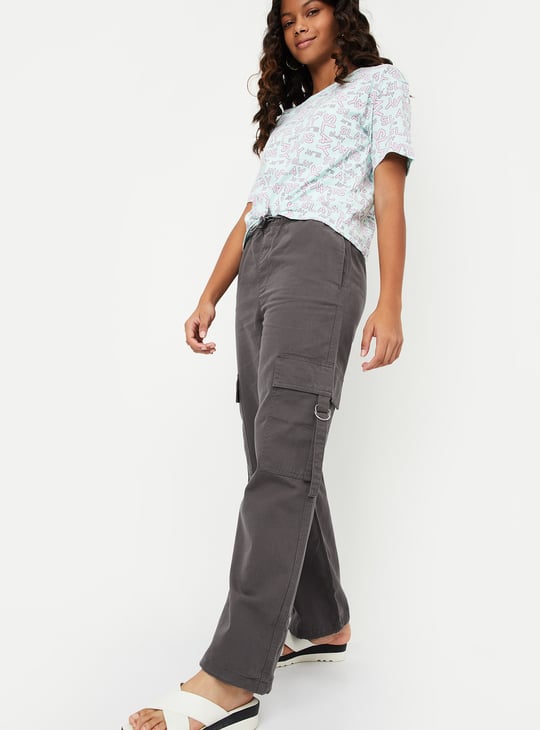 Girls Solid Drawcord Waist Cargos