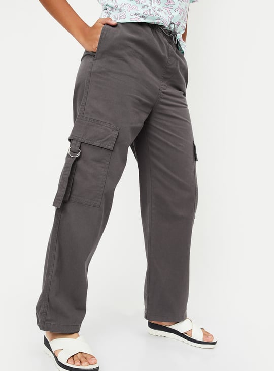 Girls Solid Drawcord Waist Cargos