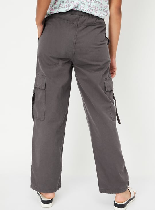 Girls Solid Drawcord Waist Cargos