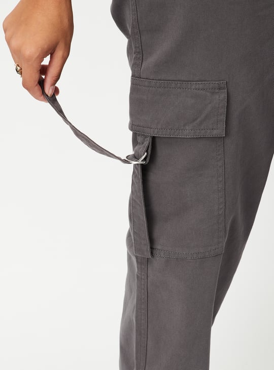 Girls Solid Drawcord Waist Cargos