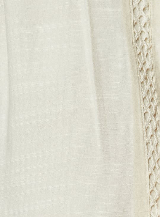 Women Lace Inset Wide Leg Trousers
