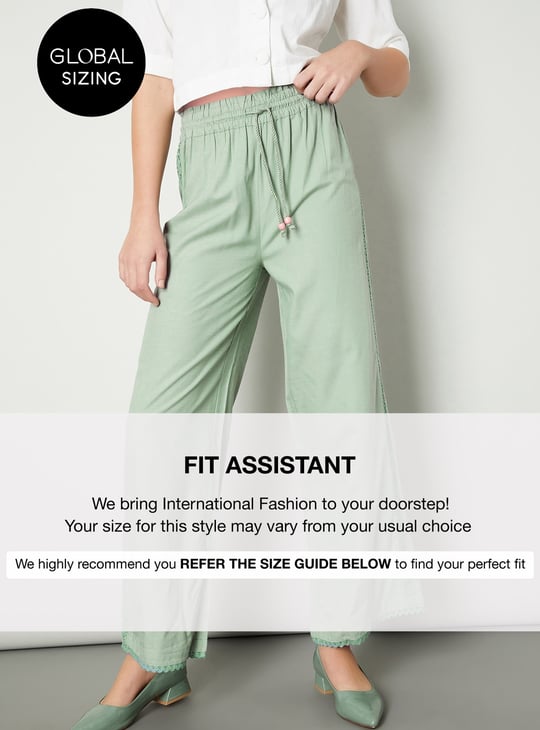 Women Lace Inset Wide Leg Trousers