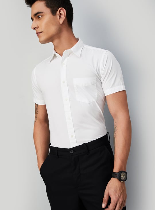 Men Slim Fit Solid Casual Shirt