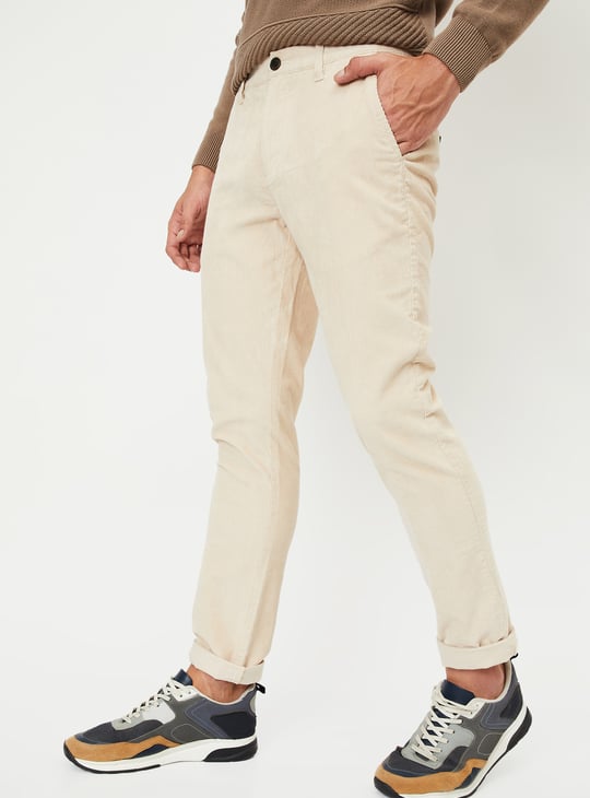Men Slim Fit Corduroy Flexi Waist Chinos Chinos