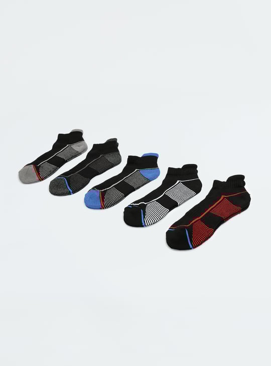 Men Striped Ankle-Length Sports Socks - Pack of 5