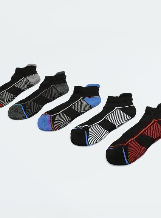 Men Striped Ankle-Length Sports Socks - Pack of 5