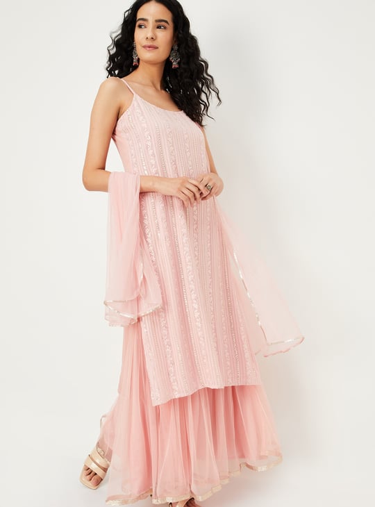 Women Embroidered Sharara Set