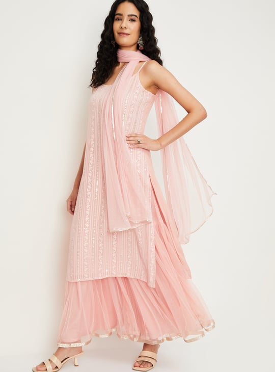 Women Embroidered Sharara Set