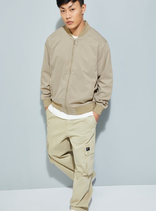 URB_N Men Solid Bomber Jacket