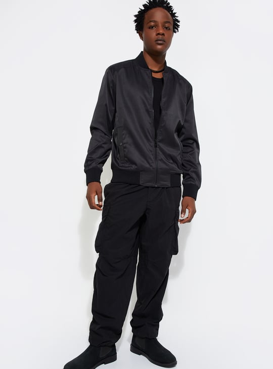 URB_N Men Solid Bomber Jacket | Black | Bomber Jacket