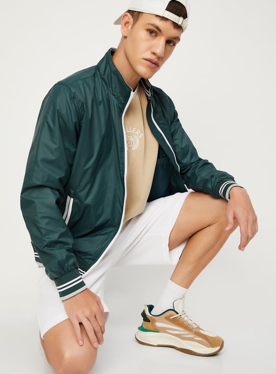 Men Striped Trim Lightweight Active Jacket Sports Jacket