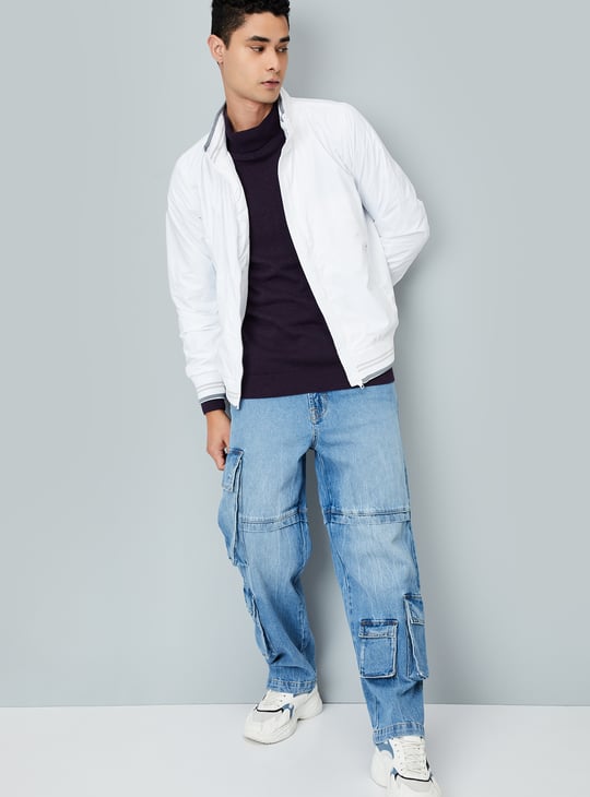 Men Striped Trim Lightweight Active Jacket