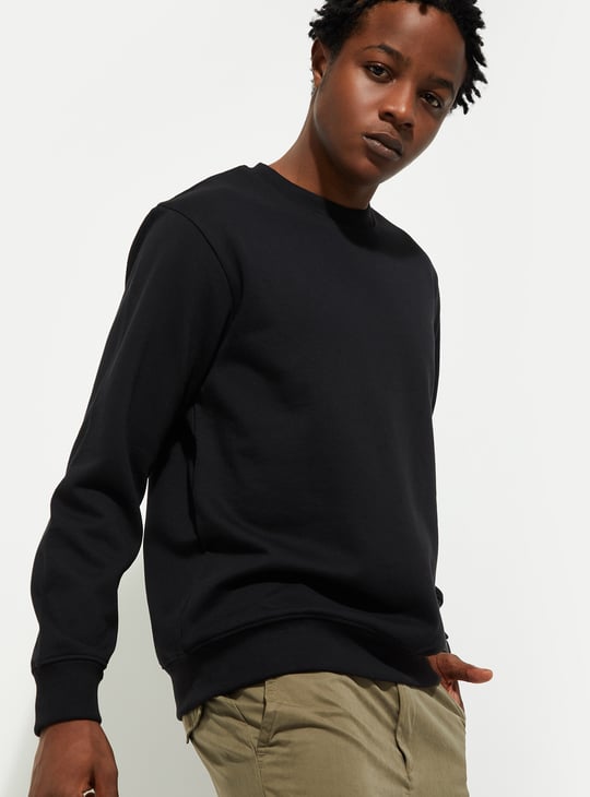 URB_N Men Solid Sweatshirt | Black | Solid