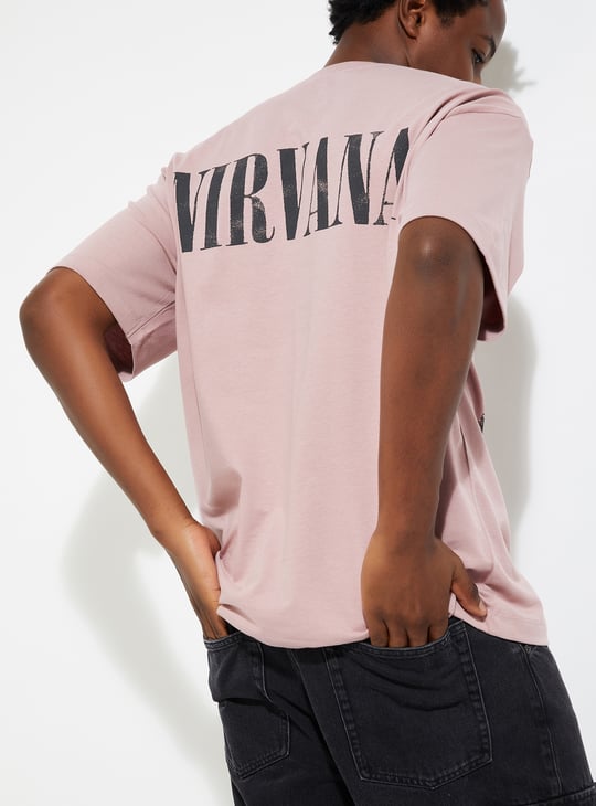 URB_N Men Nirvana Print Oversized T-shirt