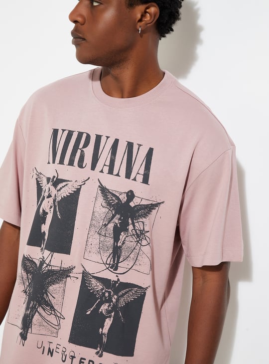 URB_N Men Nirvana Print Oversized T-shirt
